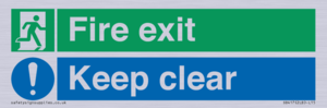 Fire exit Keep clear dual sign